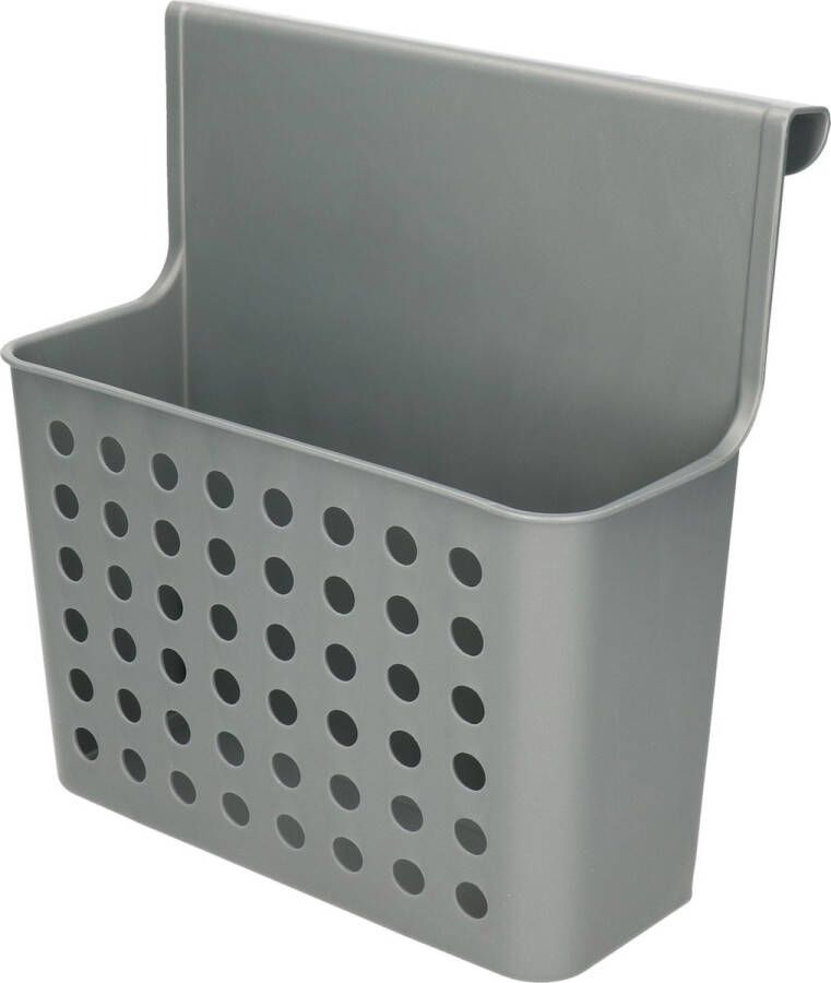 Forte Plastics Badkamer keuken hang opbergmandjes organizers zilver 26 x 24 cm Hangmandjes kastmandjes