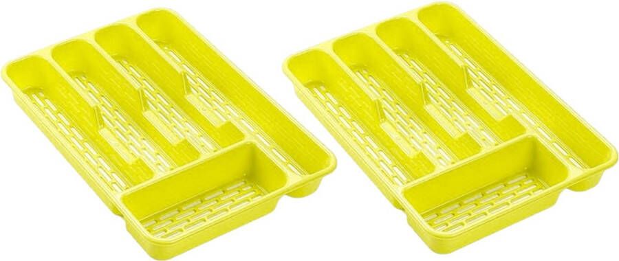 Forte Plastics Bestekbak bestekhouders 5-vaks lime groen 24 x 24 x 4 cm Keuken opberg accessoires