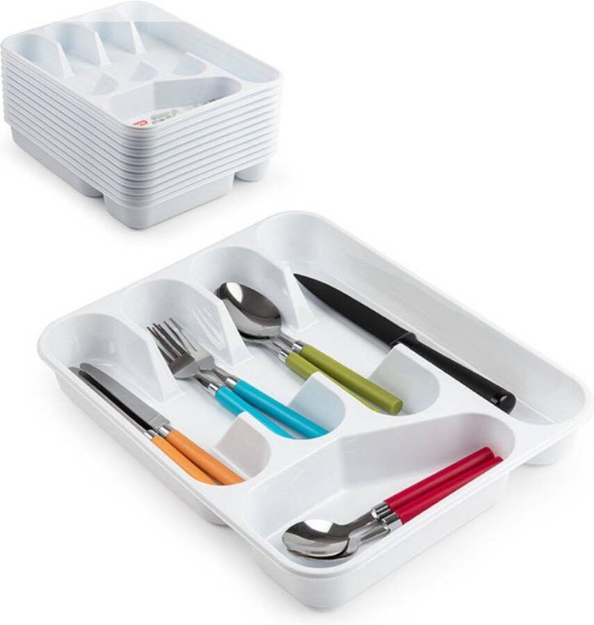 PLASTICFORTE Bestekbak bestekhouders 5-vaks wit 27 x 33 5 x 4 5 cm Keuken opberg accessoires