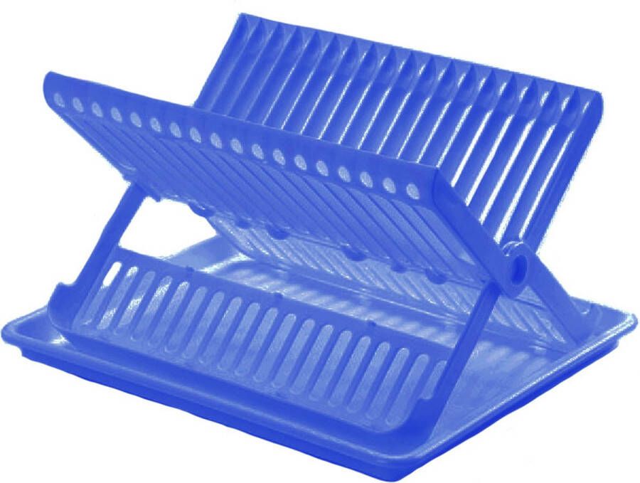 Forte Plastics Blauw afdruiprek 2-laags met lekbak 37 x 33 cm Keukenbenodigdheden Afwassen drogen Afdruiprekken met lekbak