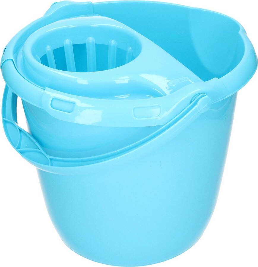 PLASTICFORTE Blauwe dweilemmer mopemmer 15 liter 38 x 34 cm Vloer reinigen Kunststof plastic dweil emmer