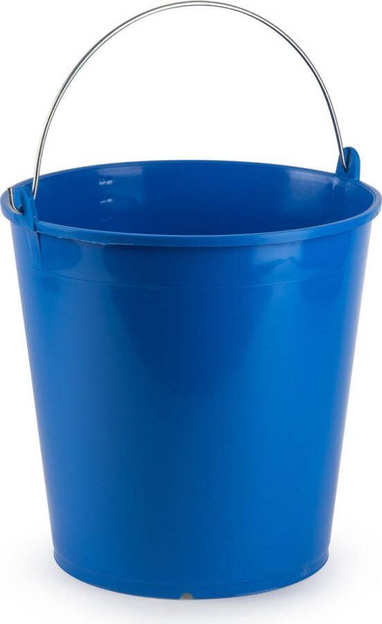 PLASTICFORTE Blauwe schoonmaakemmer huishoudemmer 15 liter 32 x 31 cm -Kunststof plastic emmer met metalen hengsel