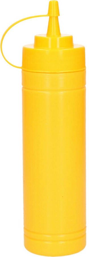 Forte Plastics Plasticforte Doseerfles sausfles kunststof geel met schenktuit 500 ml 23 cm Maatbekers
