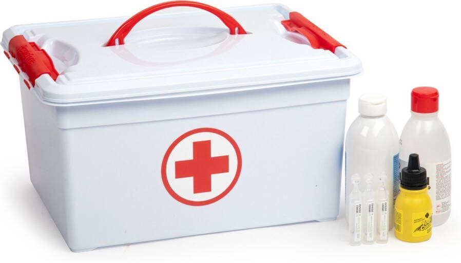 PLASTICFORTE EHBO opbergdoos met vakken 12L 34 x 27 x 18 cm kunststof verband pleisters box Eerste hulp Verbanddoos