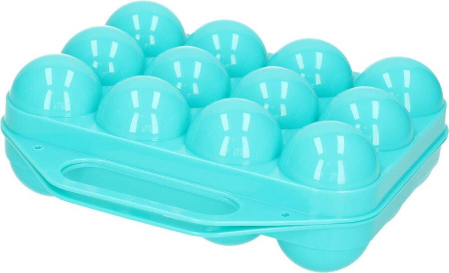 Forte Plastics Eierdoos koelkast organizer eierhouder 12 eieren blauw kunststof 20 x 19 cm Vershoudbakjes