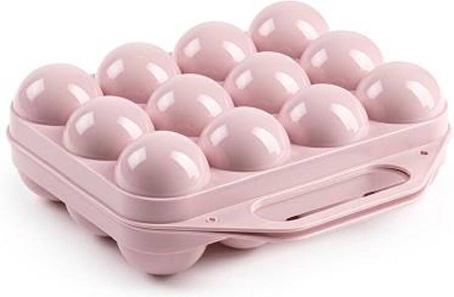 Forte Plastics Eierdoos koelkast organizer eierhouder 12 eieren licht roze kunststof 20 x 19 cm Vershoudbakjes