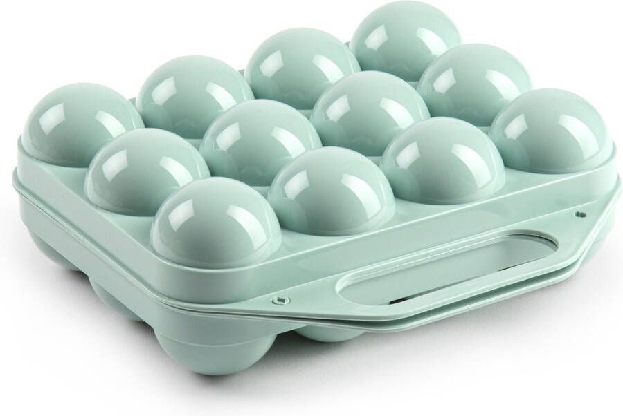 Forte Plastics Eierdoos koelkast organizer eierhouder 12 eieren mint groen kunststof 20 x 19 cm Vershoudbakjes