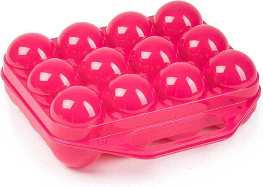 Forte Plastics Eierdoos koelkast organizer eierhouder 12 eieren roze kunststof 20 x 19 cm Vershoudbakjes