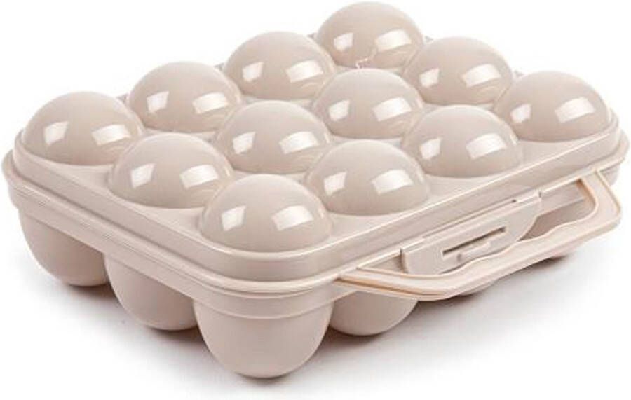 Forte Plastics Eierdoos koelkast organizer eierhouder 12 eieren taupe kunststof 20 x 18 5 cm Vershoudbakjes