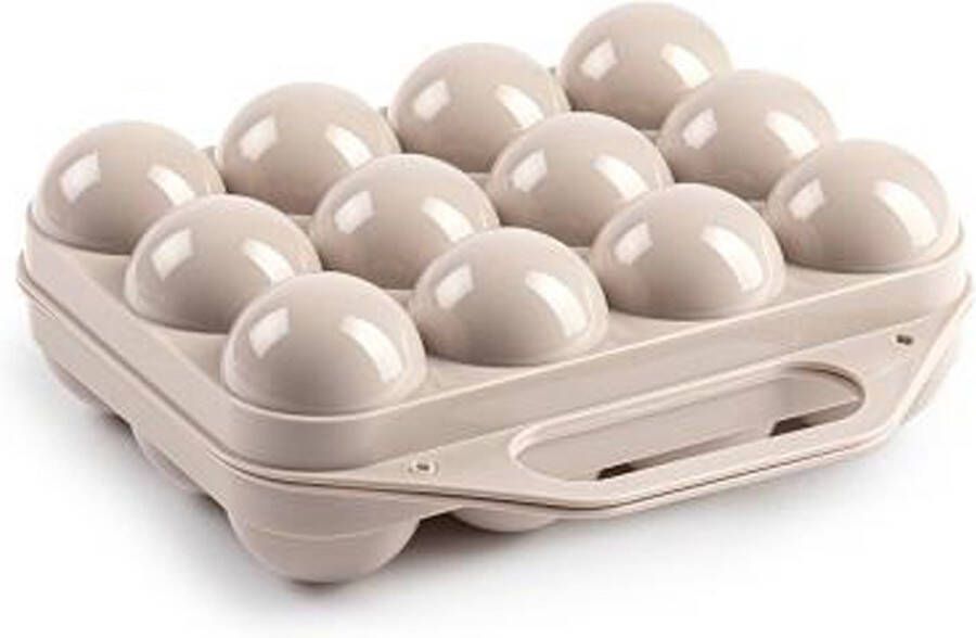 Forte Plastics Eierdoos koelkast organizer eierhouder 12 eieren taupe kunststof 20 x 19 cm Vershoudbakjes