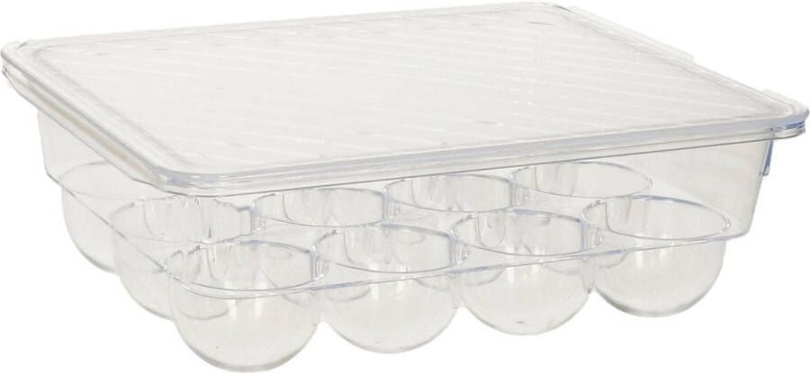 Forte Plastics Eierdoos koelkast organizer eierhouder 12 eieren transparant kunststof 22 5 x 17 5 cm Vershoudbakjes
