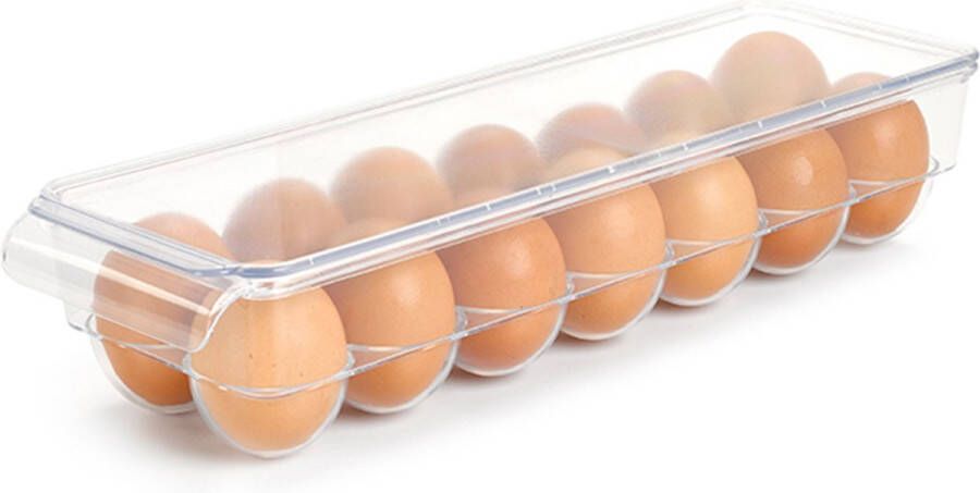 Forte Plastics Eierdoos koelkast organizer eierhouder 14 eieren transparant kunststof 37 x 11 5 cm Vershoudbakjes