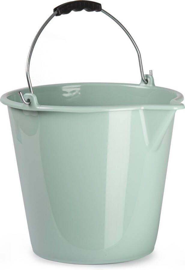 Forte Plastics Huishoud schoonmaak emmer kunststof mintgroen 9 liter inhoud 30 x 26 cm Met metalen hengsel en schenktuit