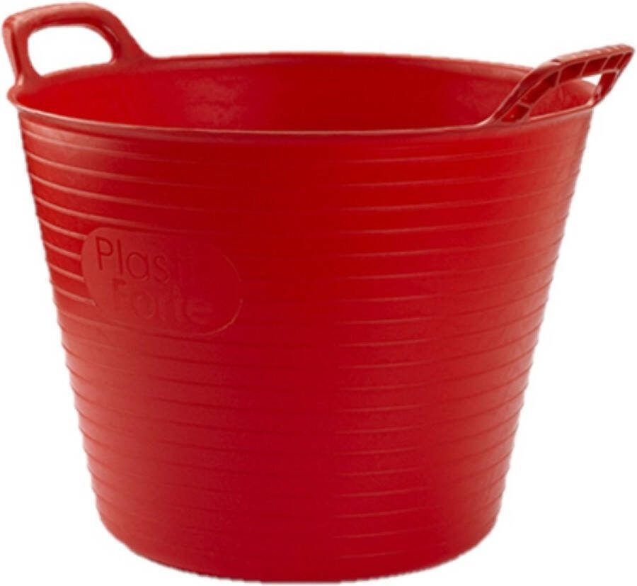 PLASTICFORTE flexibele emmer kuip rood kunststof rond 25 liter 42 x 38 x 33 cm wasmanden tuinafval speelgoed