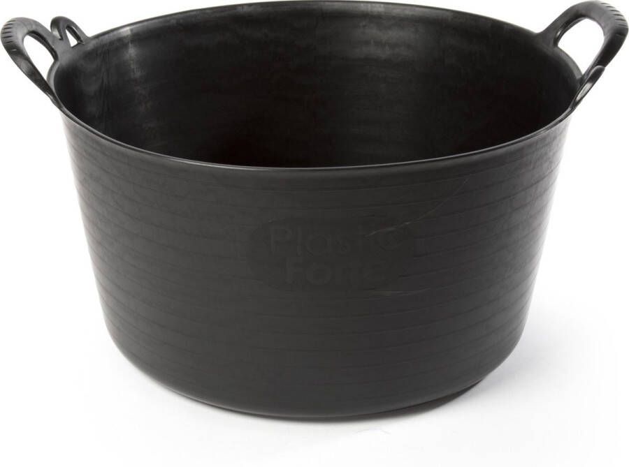 PLASTICFORTE flexibele emmer kuip zwart kunststof rond 26 liter 49 x 44 x 22 cm wasmanden tuinafval speelgoed
