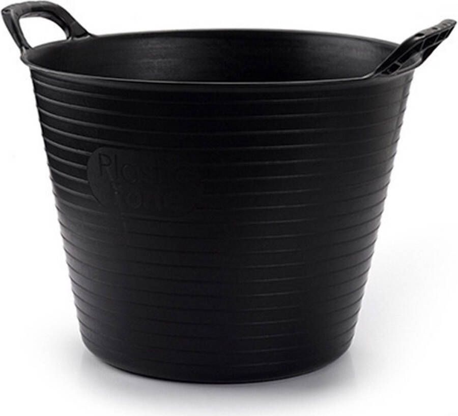 PLASTICFORTE flexibele emmer kuip zwart kunststof rond 42 liter 49 x 45 x 38 cm wasmanden tuinafval speelgoed