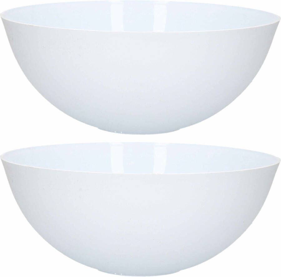 Forte Plastics Saladeschaal serveerschaal van kunststof 2x mat wit 25 cm Serveerschalen
