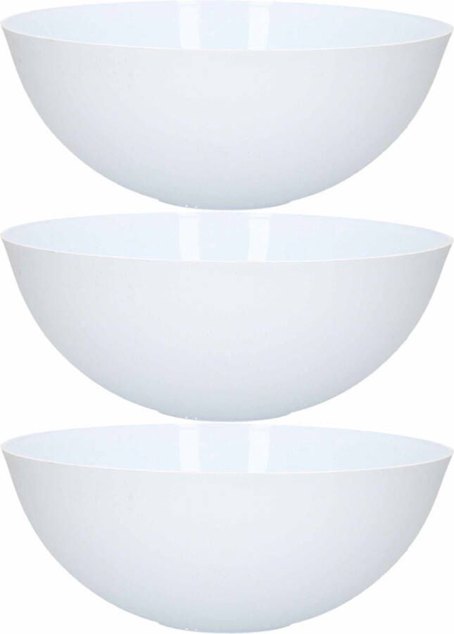 Forte Plastics Saladeschaal serveerschaal van kunststof 3x mat wit 25 cm Serveerschalen