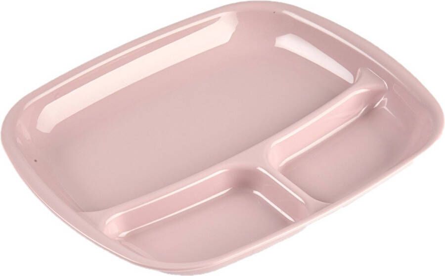 Forte Plastics Camping bord 3-vaks kunststof oud roze 21 x 24 cm Gourmetborden