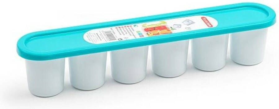 Forte Plastics PlasticForte Grote ijsblokjes ijsklontjes vormen met deksel kobalt blauw 30 x 6 x 6 cm IJsblokjesvormen