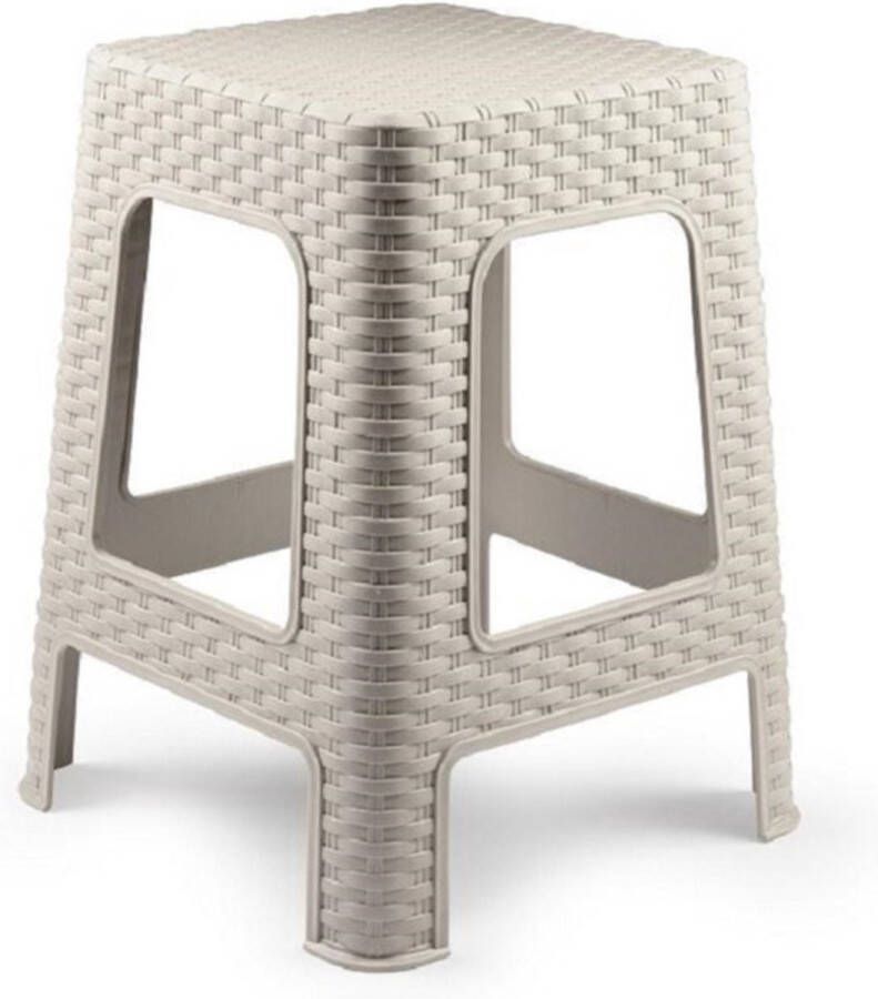 Forte Plastics PlasticForte Keukenkrukje opstapje rotan beige kunststof 36 x 36 x 45 cm Huishoudkrukjes