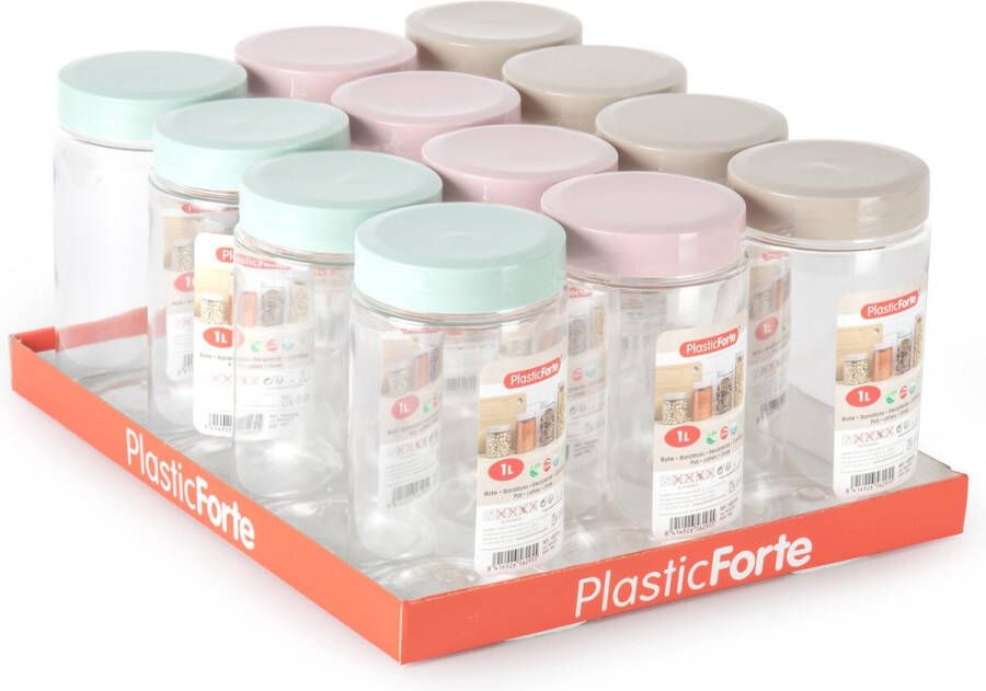 PLASTICFORTE Forte Plastics Voorraadpot bewaarpot 375 ml kunststof mint groen B7 x H12 cm