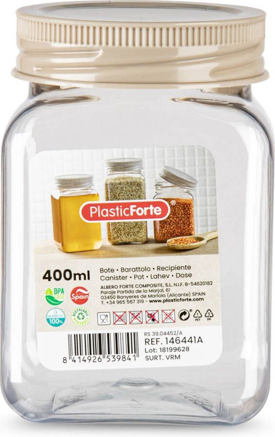 PLASTICFORTE Forte Plastics Voorraadpot bewaarpot 400 ml kunststof beige B7 x H11 cm