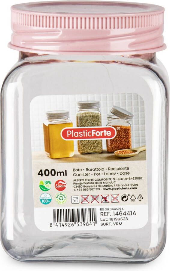 PLASTICFORTE Forte Plastics Voorraadpot bewaarpot 400 ml kunststof oud roze B7 x H11 cm