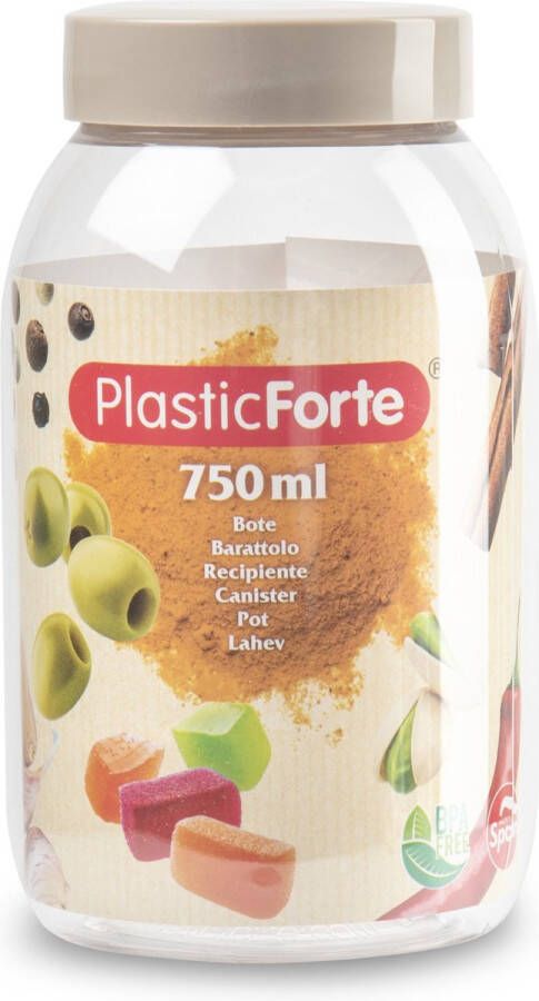 PLASTICFORTE Forte Plastics Voorraadpot bewaarpot 750 ml kunststof beige B9 x H15 cm