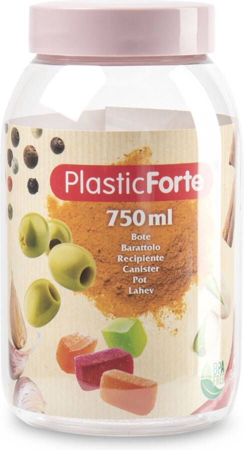 PLASTICFORTE Forte Plastics Voorraadpot bewaarpot 750 ml kunststof oud roze B9 x H15 cm