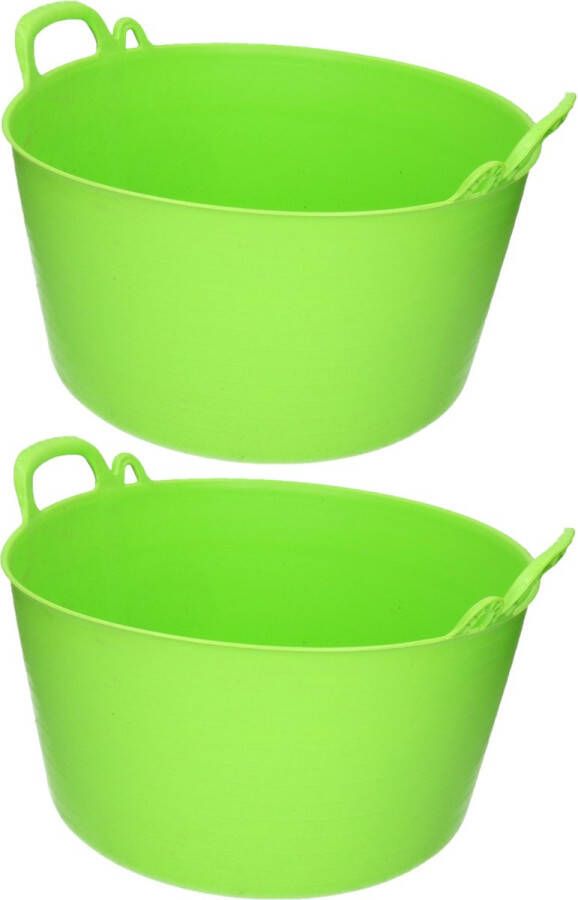 PLASTICFORTE Forte Plastics Wasmand kuip emmer 2x flexibel kunststof groen 26 liter 49 x 44 x 27 cm