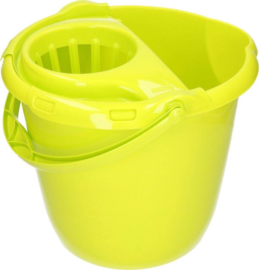 PLASTICFORTE Groene dweilemmer mopemmer 15 liter 38 x 34 cm Vloer reinigen Kunststof plastic dweil emmer