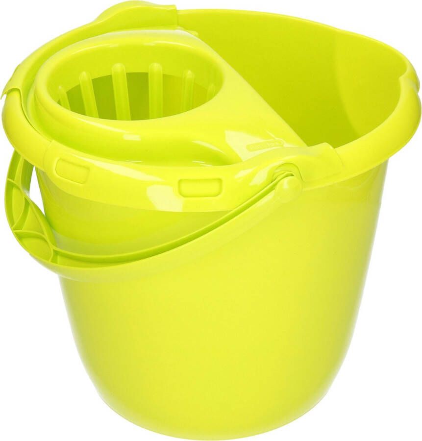 Forte Plastics Groene dweilemmer mopemmer 15 liter 38 x 34 cm Vloer reinigen Kunststof plastic dweil emmer