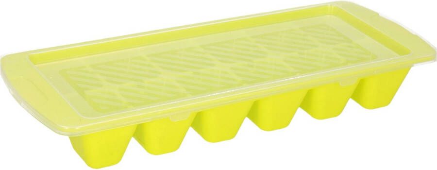 Forte Plastics IJsblokjes ijsklontjes bakje 1x lime groen afsluitdeksel kunststof 28 x 11 cm IJsblokjesvormen