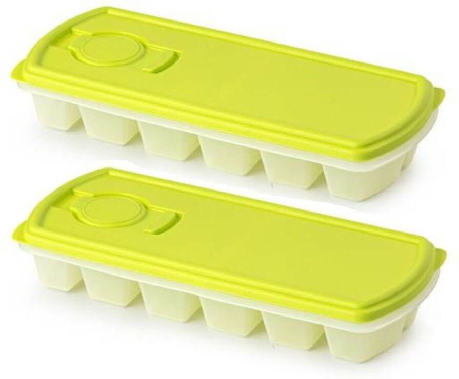 Forte Plastics PlasticForte IJsblokjesvorm met deksel 2x 12 ijsklontjes kunststof groen IJsblokjesvormen