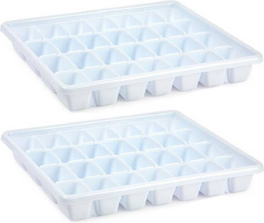 PLASTICFORTE IJsblokjesvormen XXL tray voor 28x ijsklontjes 2x kunststof wit