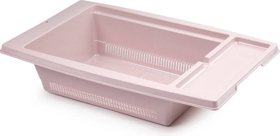 PLASTICFORTE Keuken gootsteen aanrecht vergiet afdruiprek kunststof 43 x 27 x 10 cm oud roze Handige keuken artikelen