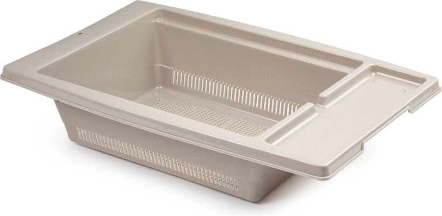 PLASTICFORTE Keuken gootsteen aanrecht vergiet afdruiprek kunststof 43 x 27 x 10 cm taupe Handige keuken artikelen