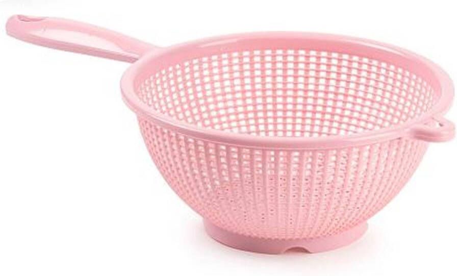 Forte Plastics Plasticforte Keuken vergiet zeef kunststof Dia 24 cm x Hoogte 11 cm roze Vergieten