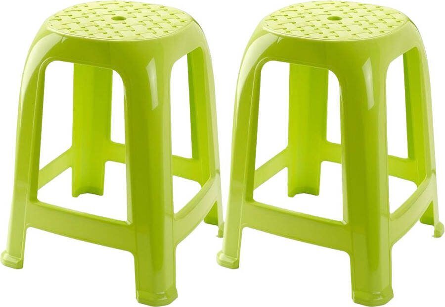 PLASTICFORTE Keukenkrukje opstapje 2x Handy Step groen kunststof 37 x 37 x 46 cm