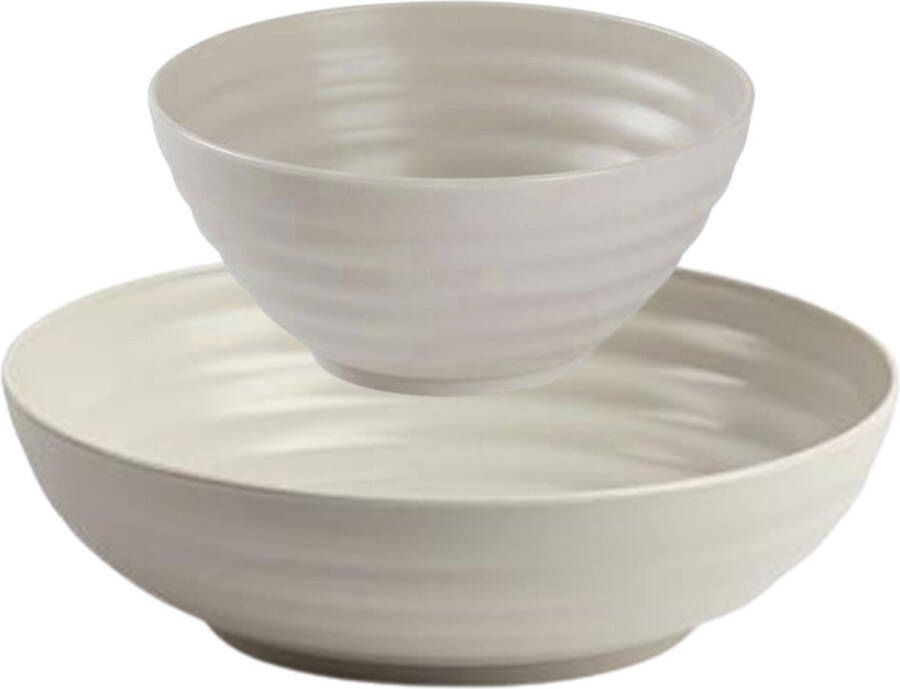 Forte Plastics Kommetjes schaaltjes 12x stuks Dessert ontbijt Kunststof Beige Kommetjes