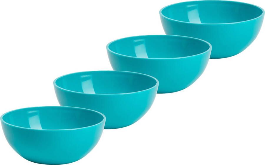 Forte Plastics Plasticforte kommetjes schaaltjes 4x dessert ontbijt kunststof D12 x H5 cm blauw Kommetjes