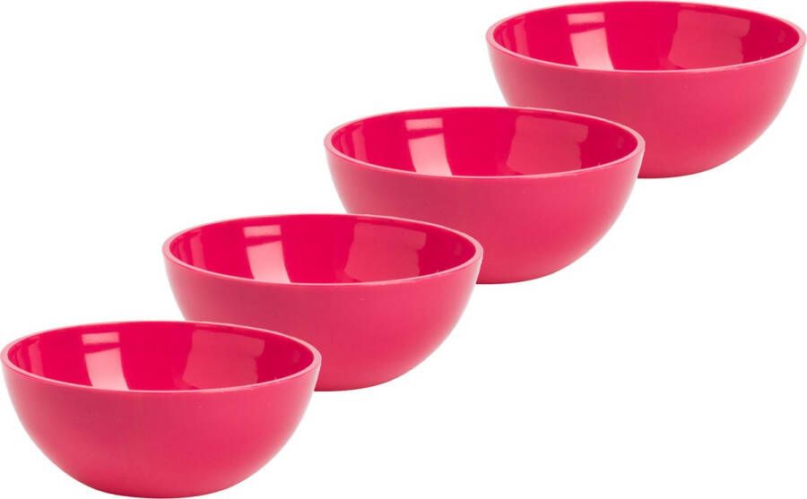 Forte Plastics Plasticforte kommetjes schaaltjes 4x dessert ontbijt kunststof D12 x H5 cm fuchsia roze Kommetjes