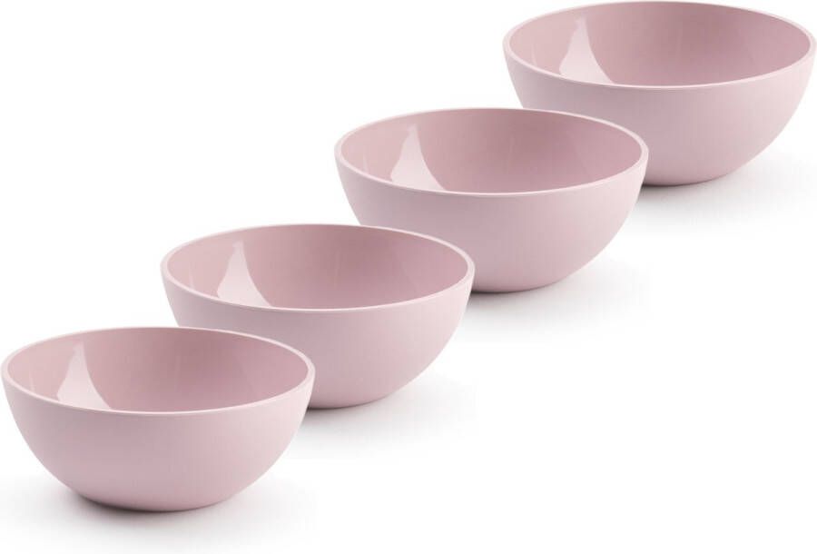 Forte Plastics Plasticforte kommetjes schaaltjes 4x dessert ontbijt kunststof D12 x H5 cm roze Kommetjes