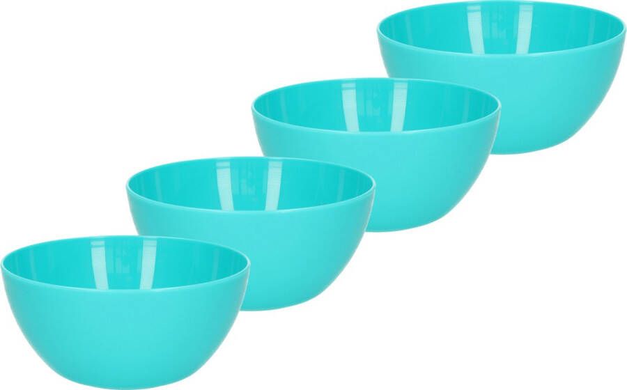 Forte Plastics Plasticforte kommetjes schaaltjes 4x dessert ontbijt kunststof D14 x H6 cm blauw Kommetjes