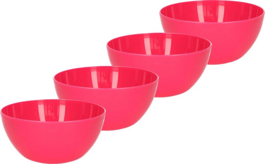 Forte Plastics Plasticforte kommetjes schaaltjes 4x dessert ontbijt kunststof D14 x H6 cm fuchsia roze Kommetjes