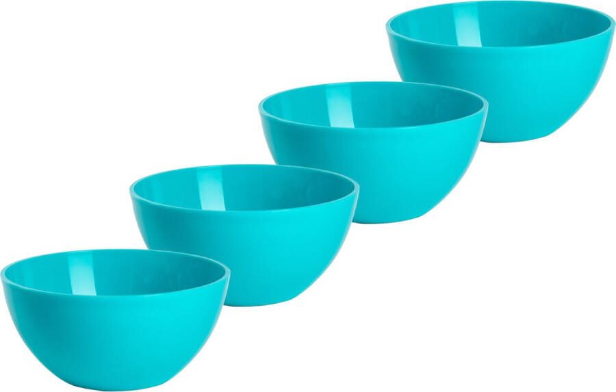 Forte Plastics Plasticforte kommetjes schaaltjes 4x dessert ontbijt kunststof D17 x H7 cm blauw Kommetjes