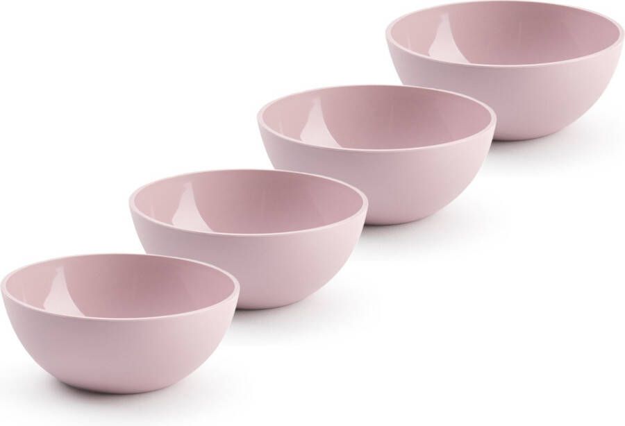 Forte Plastics Plasticforte kommetjes schaaltjes 4x dessert ontbijt kunststof D17 x H7 cm roze Kommetjes