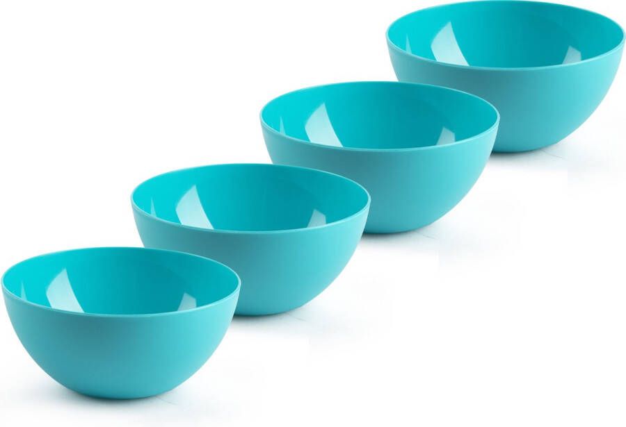 Forte Plastics Plasticforte kommetjes schaaltjes 4x dessert ontbijt kunststof D17 x H8 cm blauw Kommetjes