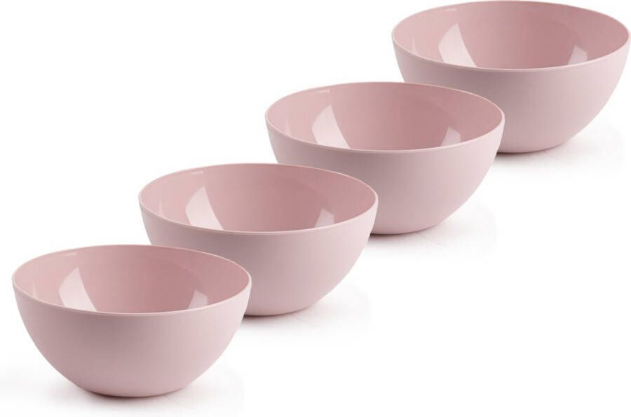 Forte Plastics Plasticforte kommetjes schaaltjes 4x dessert ontbijt kunststof D17 x H8 cm roze Kommetjes